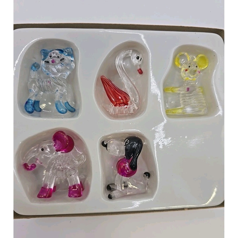 Vintage 1970s Decorative Crystal Pets Animal Figurines Ornamental Box of 5 - Picture 2 of 4